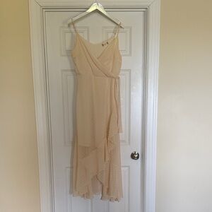 Altar'd State Cream Sheer Wrap High-Low Midi Dress